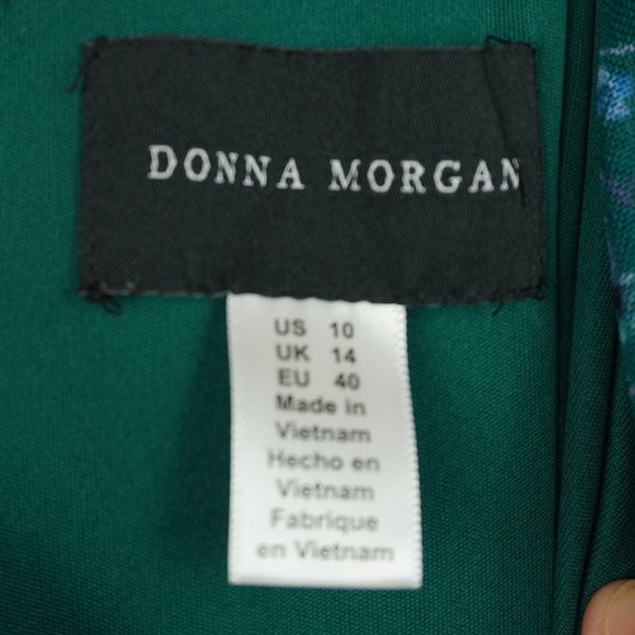 Donna Morgan Dress Green and Blue Maxi Sleeveless Size 10 - Picture 6 of 11